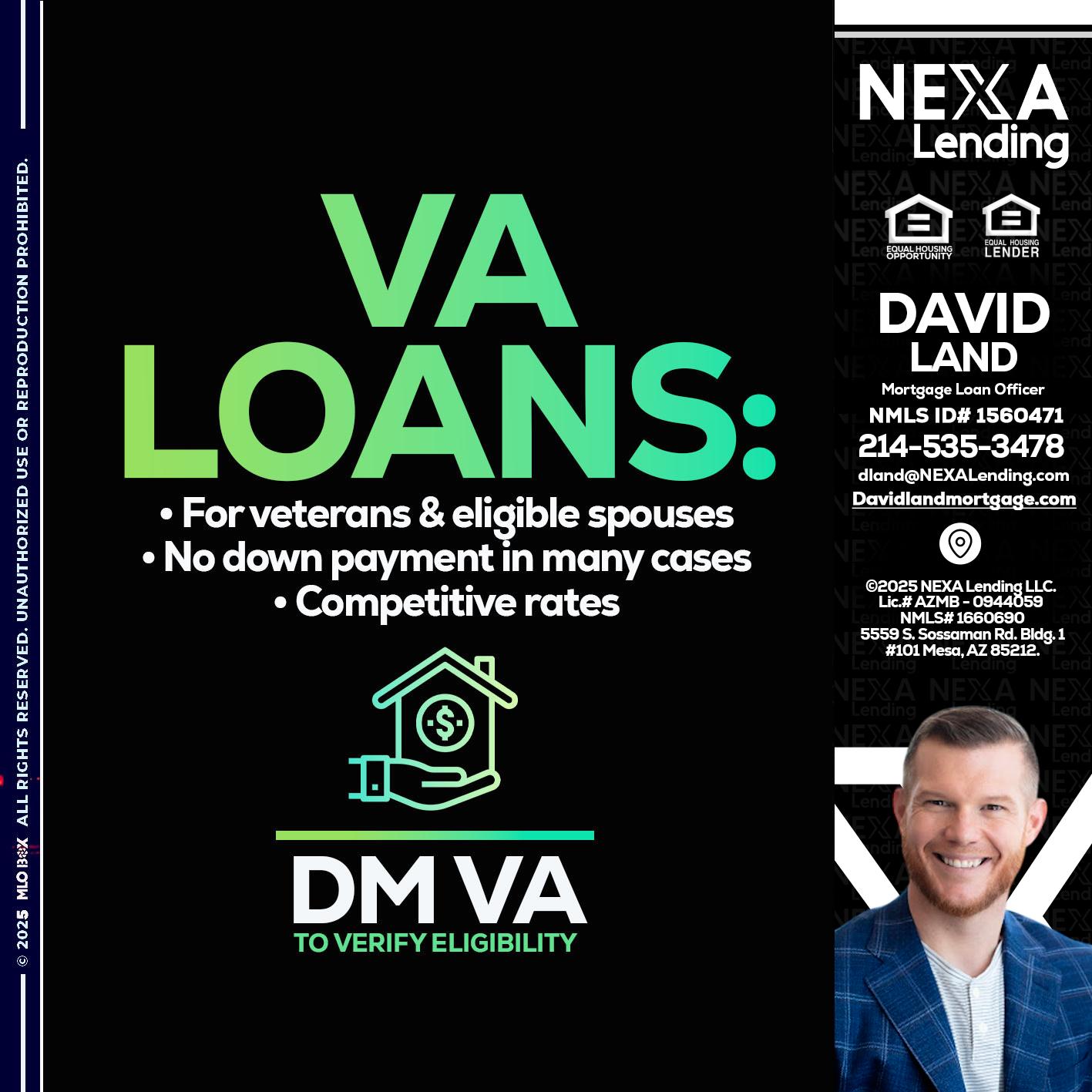 VA LOANS - David Land -Mortgage Loan Officer