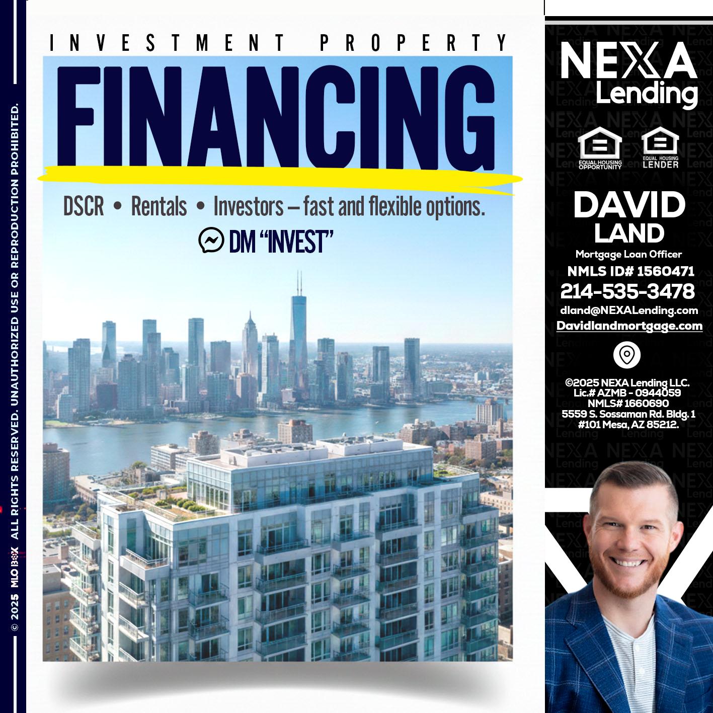 FINANCING - David Land -Mortgage Loan Officer