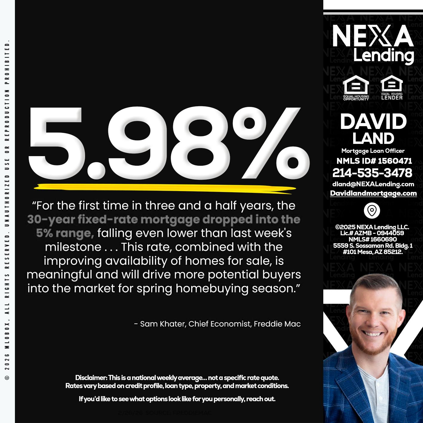 5.98% - David Land -Mortgage Loan Officer