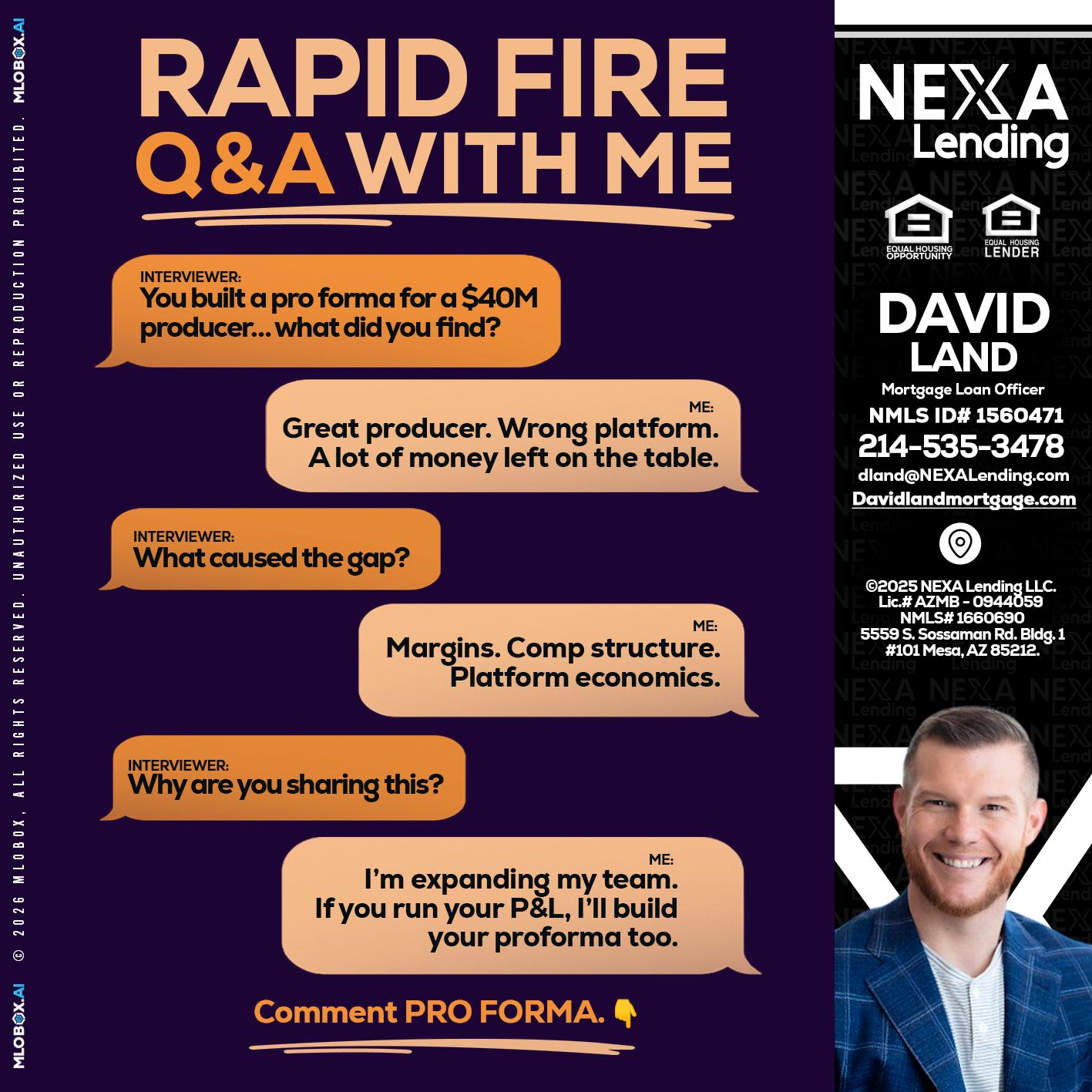 RAPID FIRE - David Land -Mortgage Loan Officer