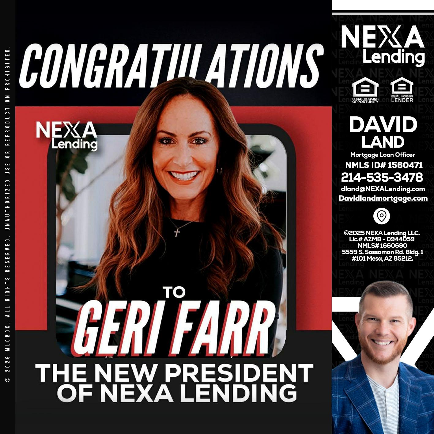CONGRATULATIONS - David Land -Mortgage Loan Officer