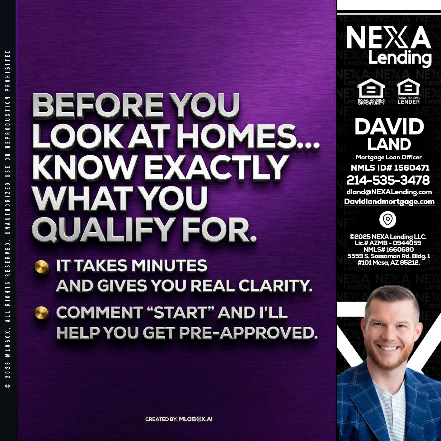 BEFORE YOU - David Land -Mortgage Loan Officer