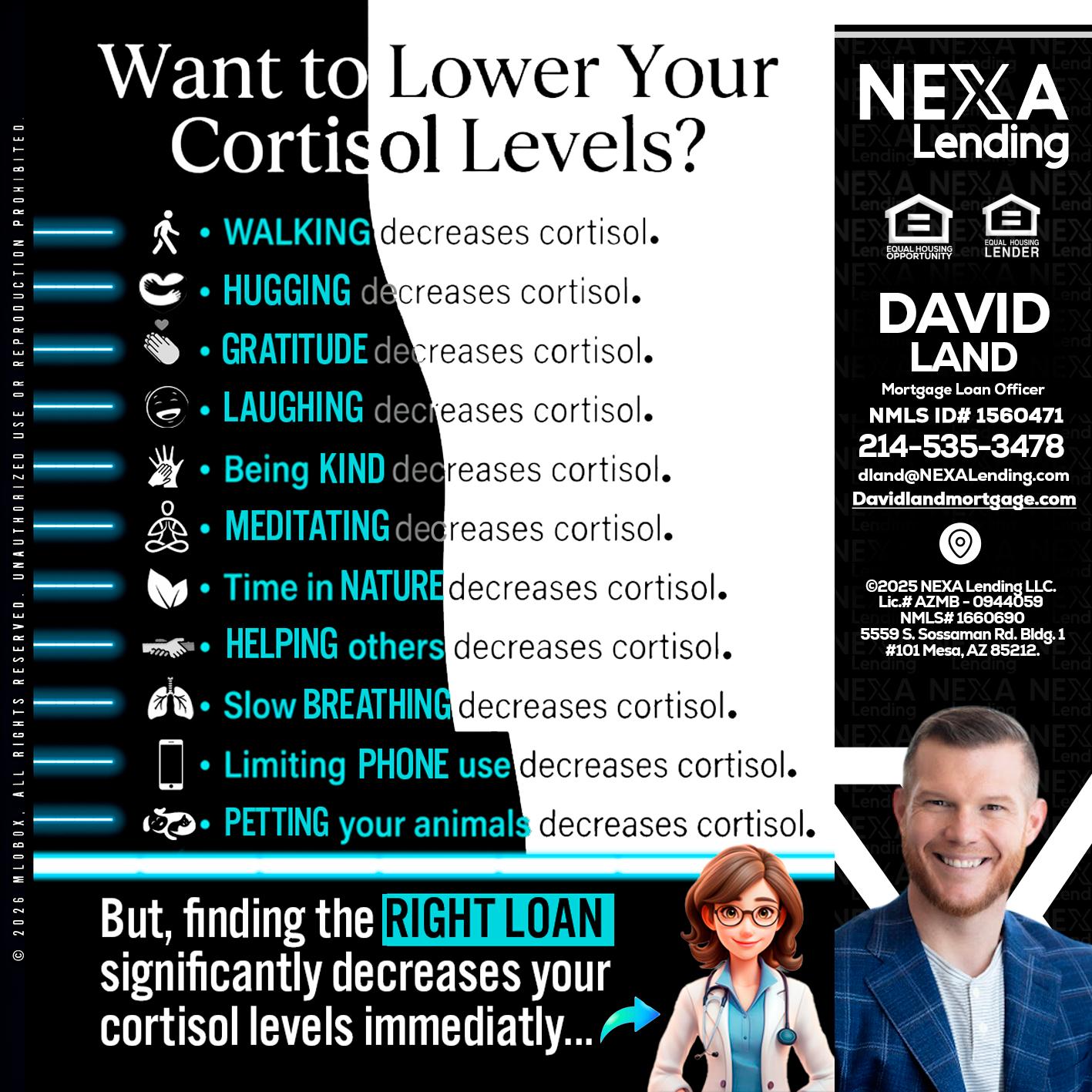 Want to lower Your Cortisol Levels? - David Land -Mortgage Loan Officer