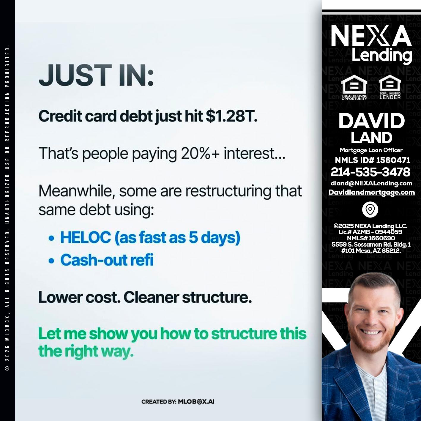 JUST IN - David Land -Mortgage Loan Officer