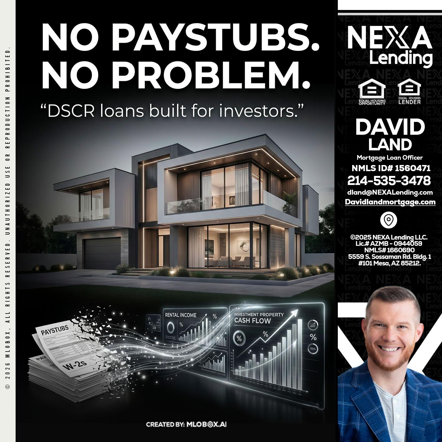 no paystub - David Land -Mortgage Loan Officer