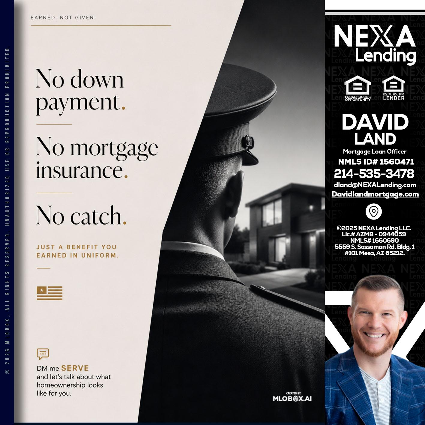 NO DOWN PAYMENT - David Land -Mortgage Loan Officer