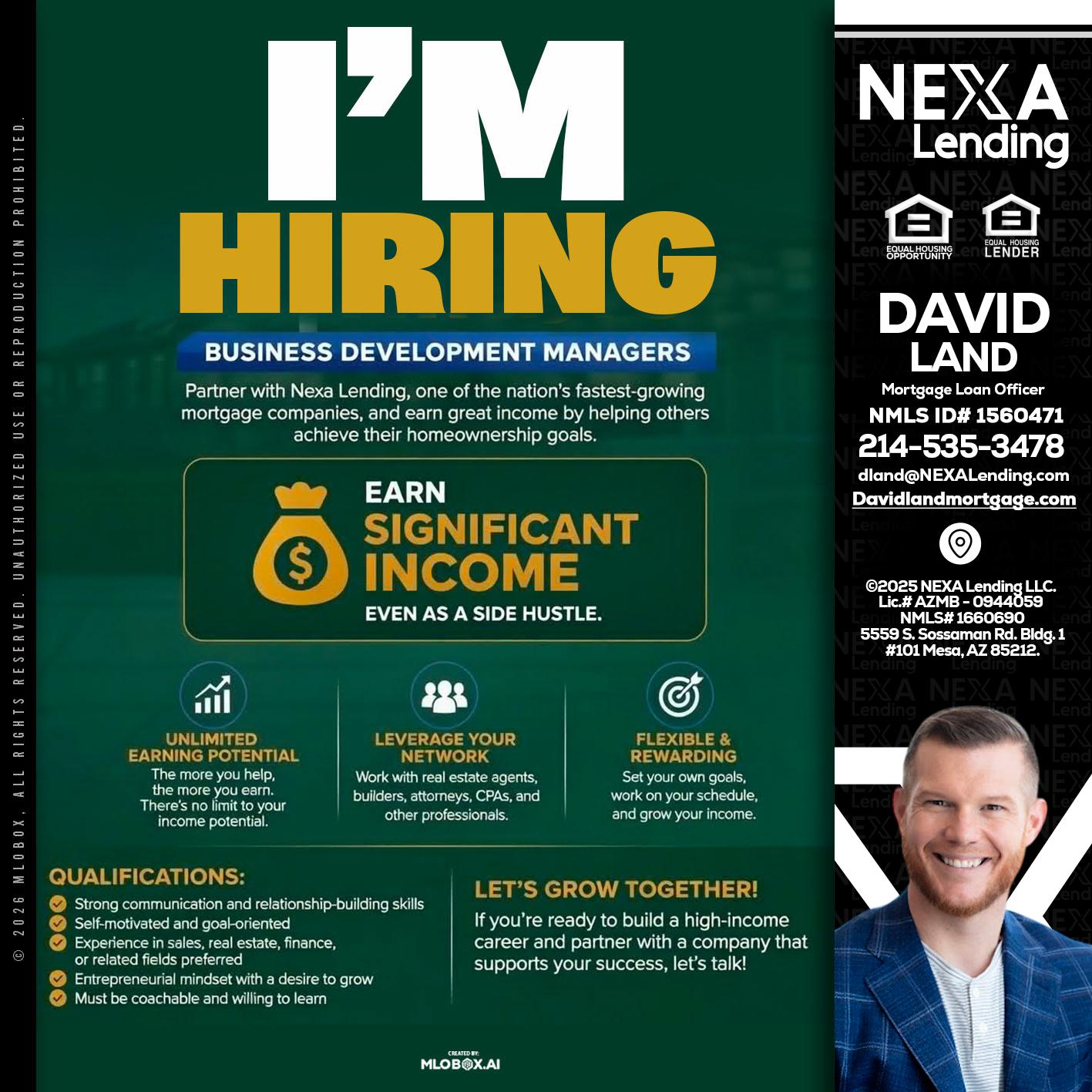 IM HIRING - David Land -Mortgage Loan Officer