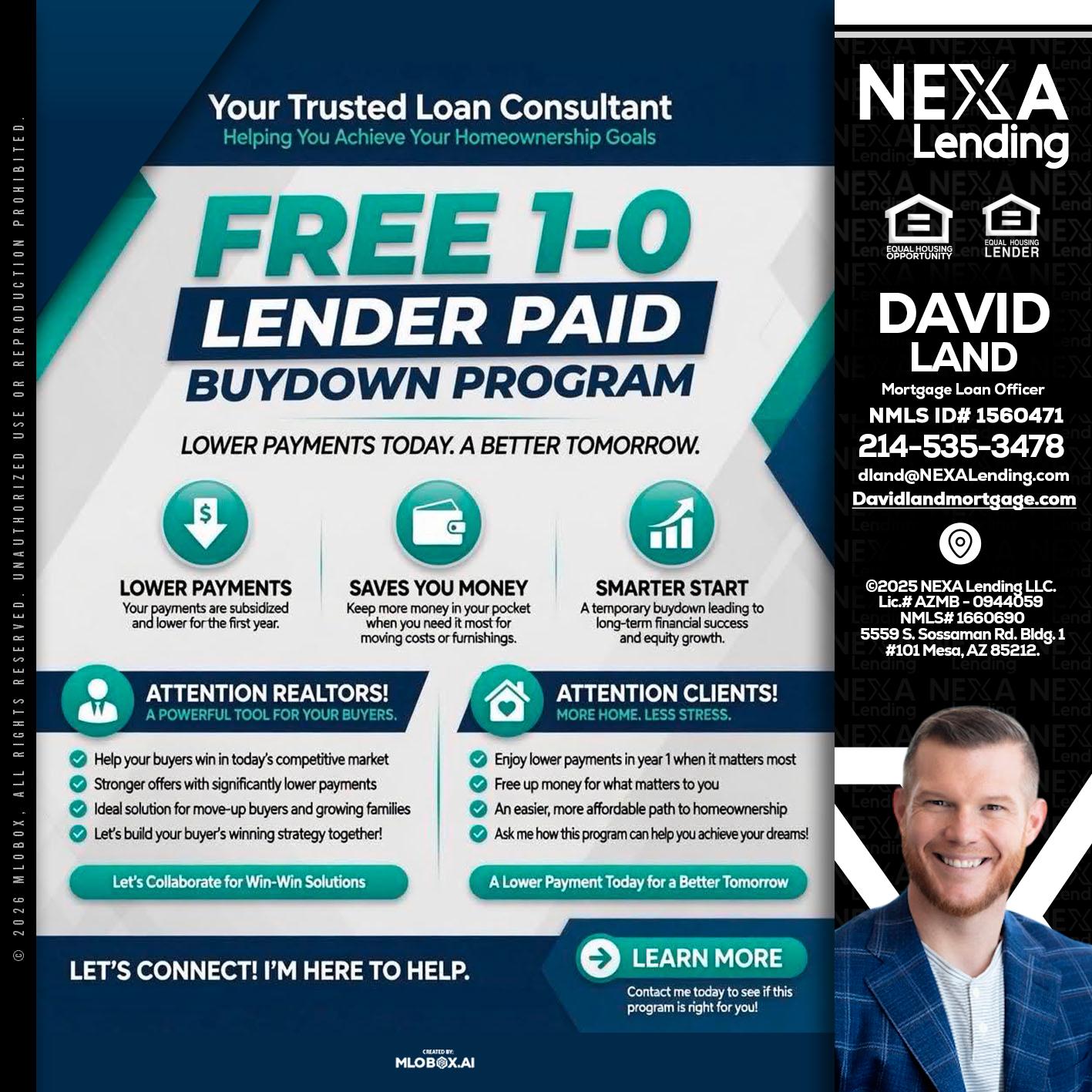 FREE 1-0 - David Land -Mortgage Loan Officer