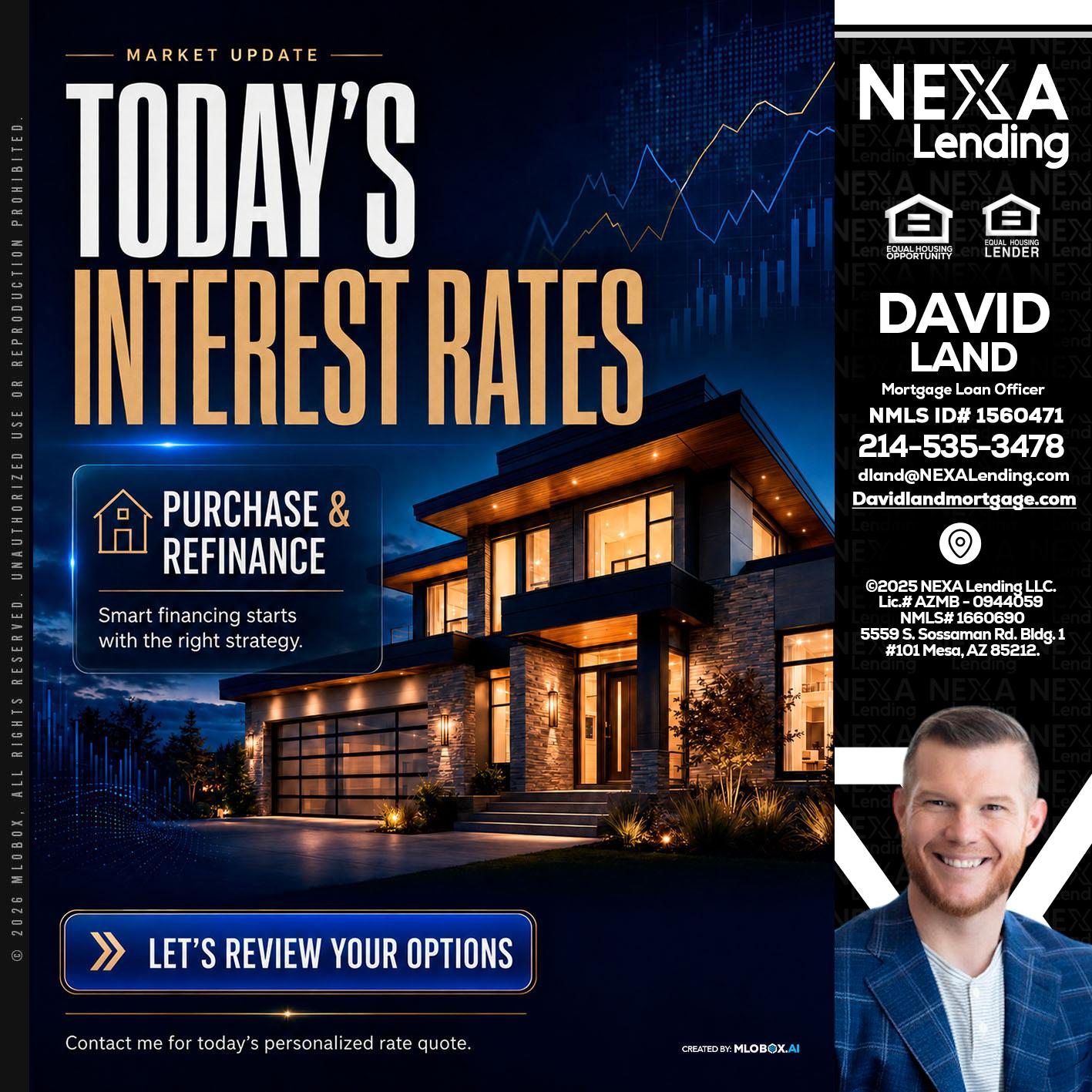 TODAYS RATES - David Land -Mortgage Loan Officer