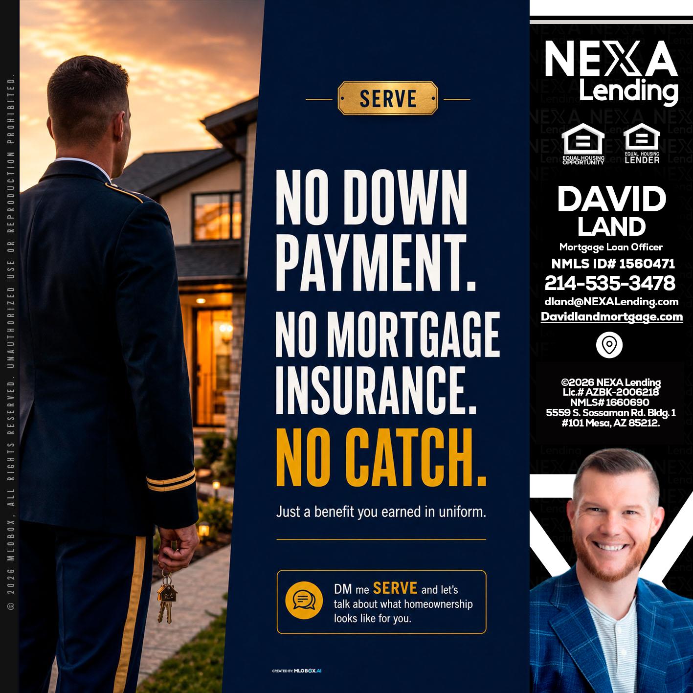 NO DOWN PAYMENT - David Land -Mortgage Loan Officer