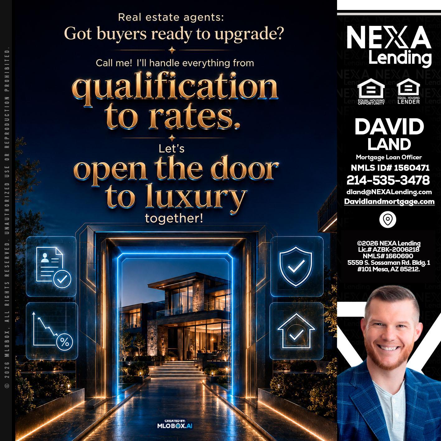 QUALIFICATION TO RATES - David Land -Mortgage Loan Officer