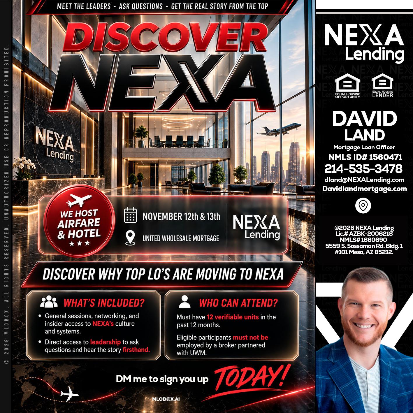 DISCOVER NEXA - David Land -Mortgage Loan Officer