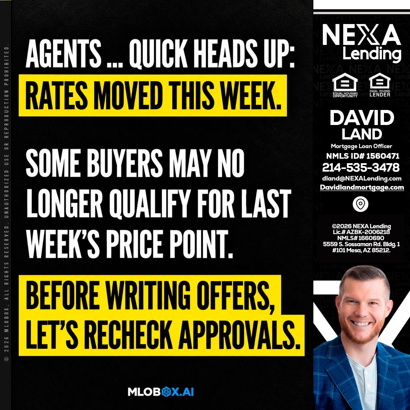 AGENTS QUICK - David Land -Mortgage Loan Officer