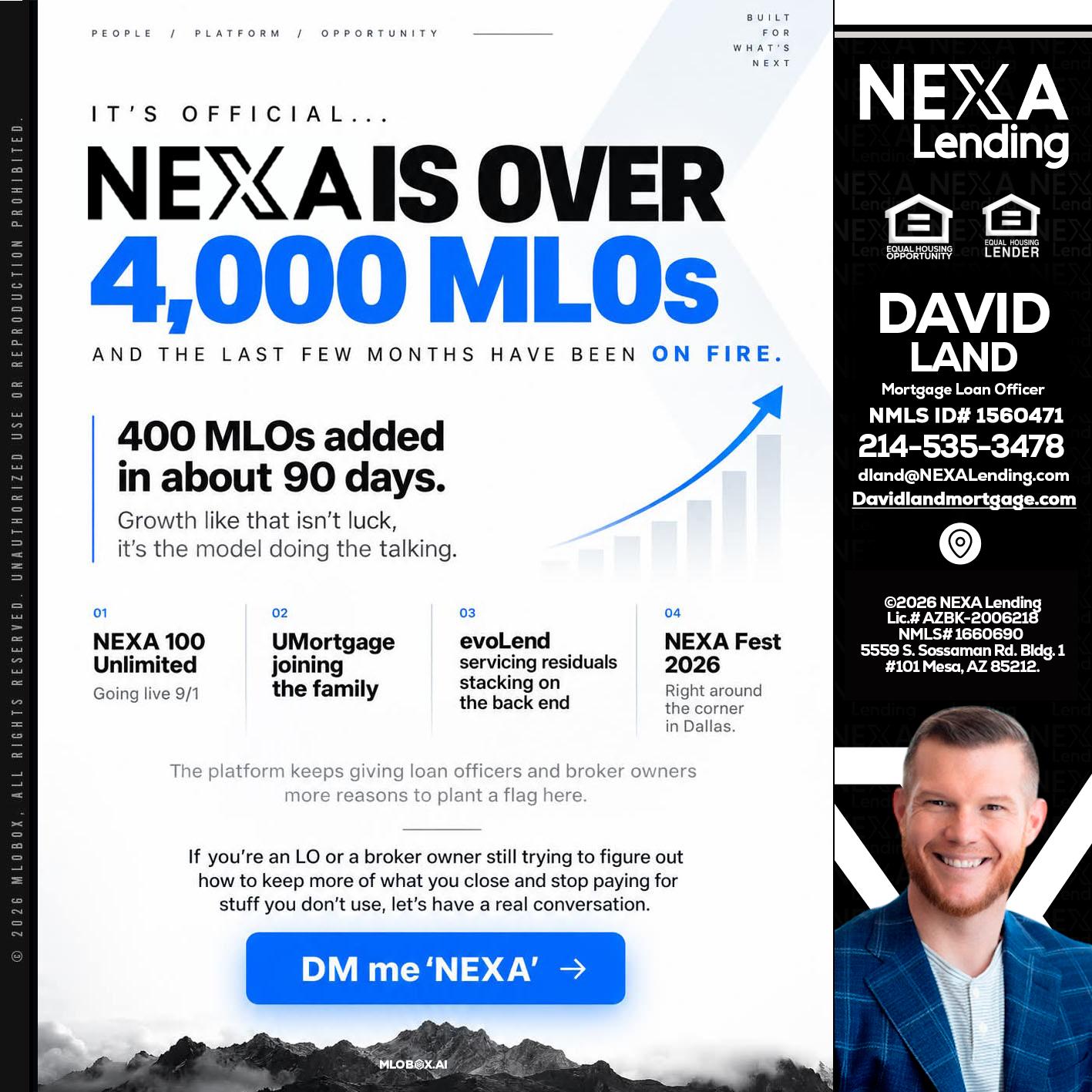 NEXA IS OVER 4000 MLOs - David Land -Mortgage Loan Officer